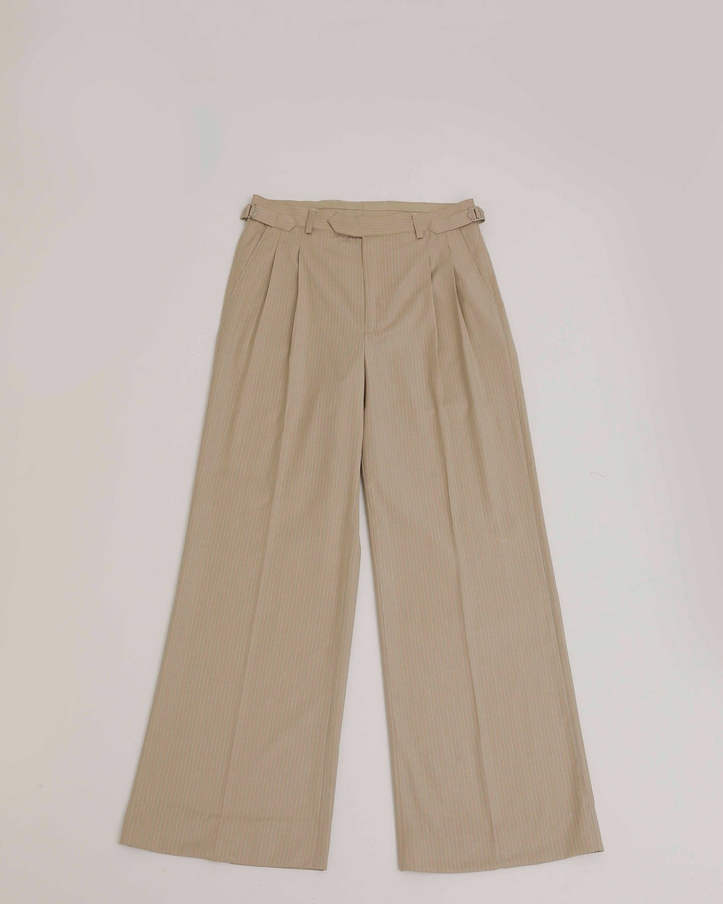 Beige Pinstripe Trousers