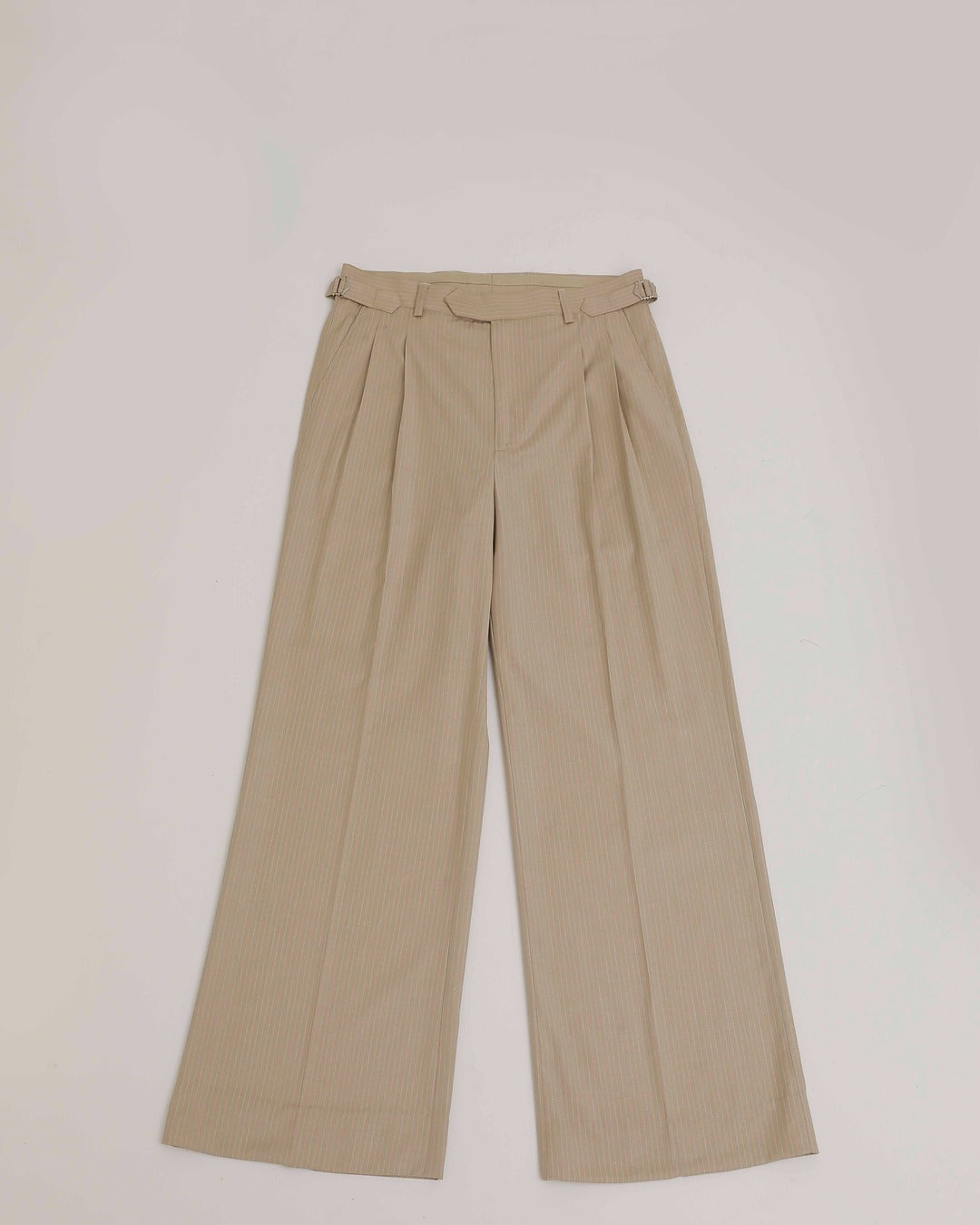 Beige Pinstripe Trousers