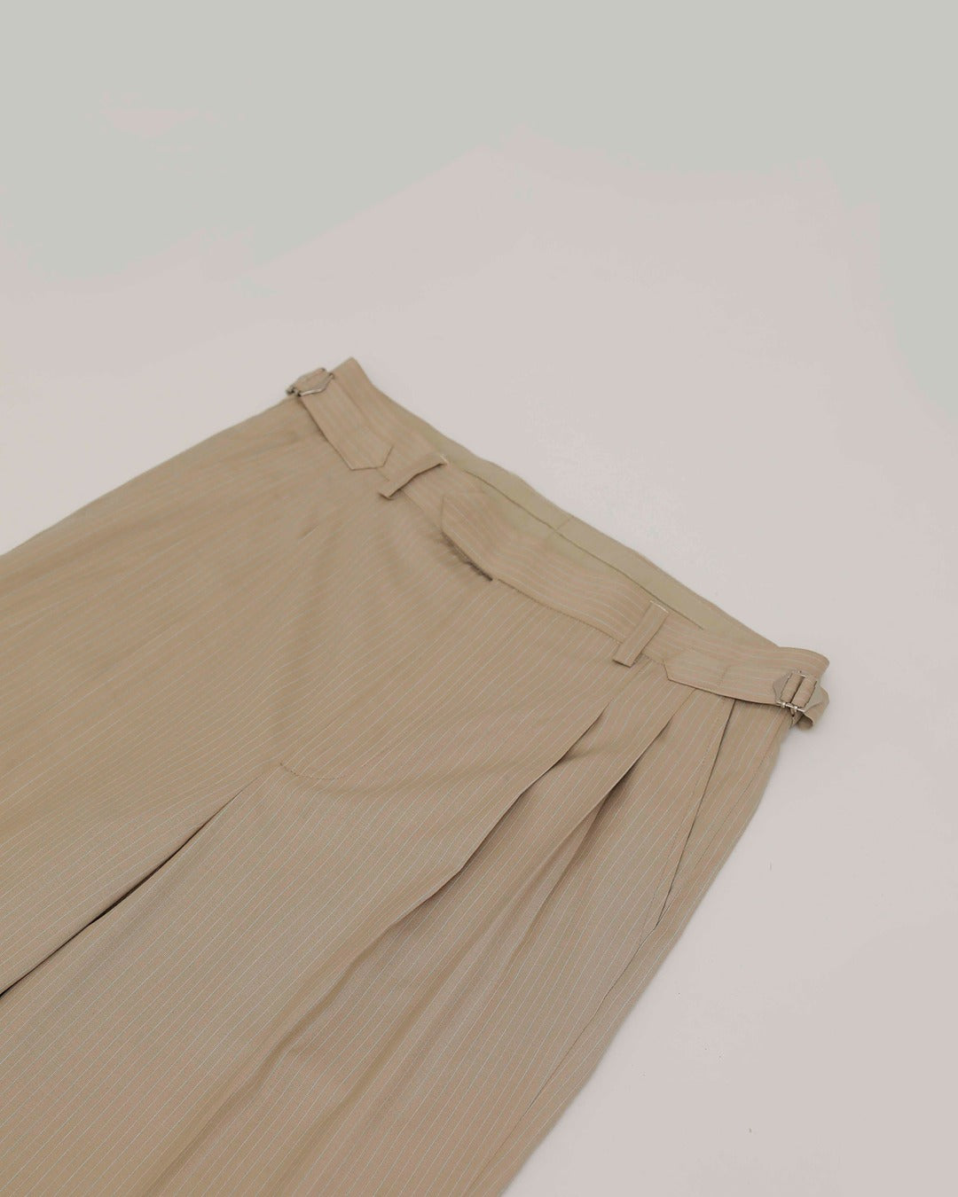 Beige Pinstripe Trousers