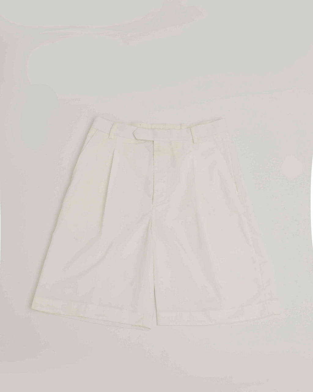 White Pleated Linen Shorts