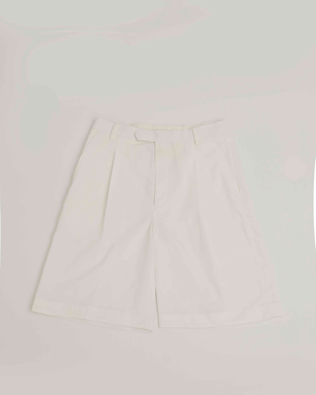 White Pleated Linen Shorts