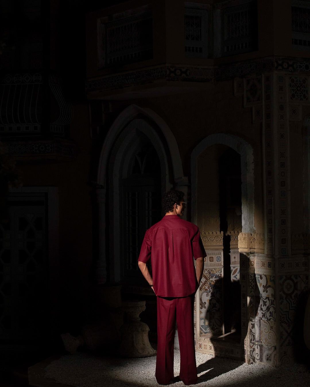 Maroon Cuban Collar Shirt