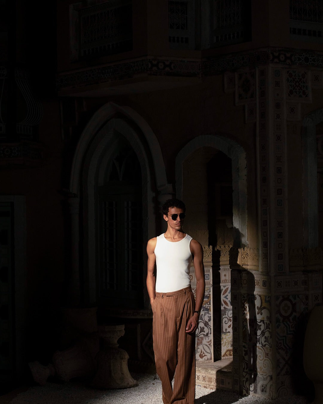 Caramel Pinstripe Trousers