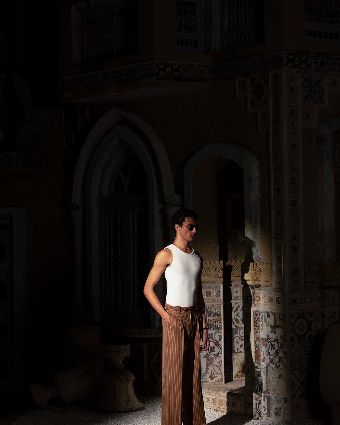 Caramel Pinstripe Trousers