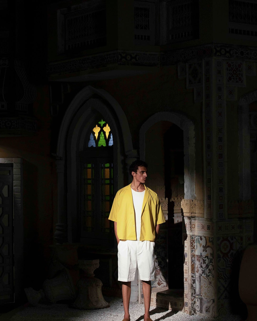 White Pleated Linen Shorts