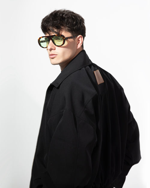 BLACK OVERSIZED ZIP JACKET