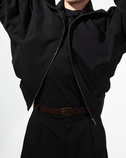 BLACK OVERSIZED ZIP JACKET
