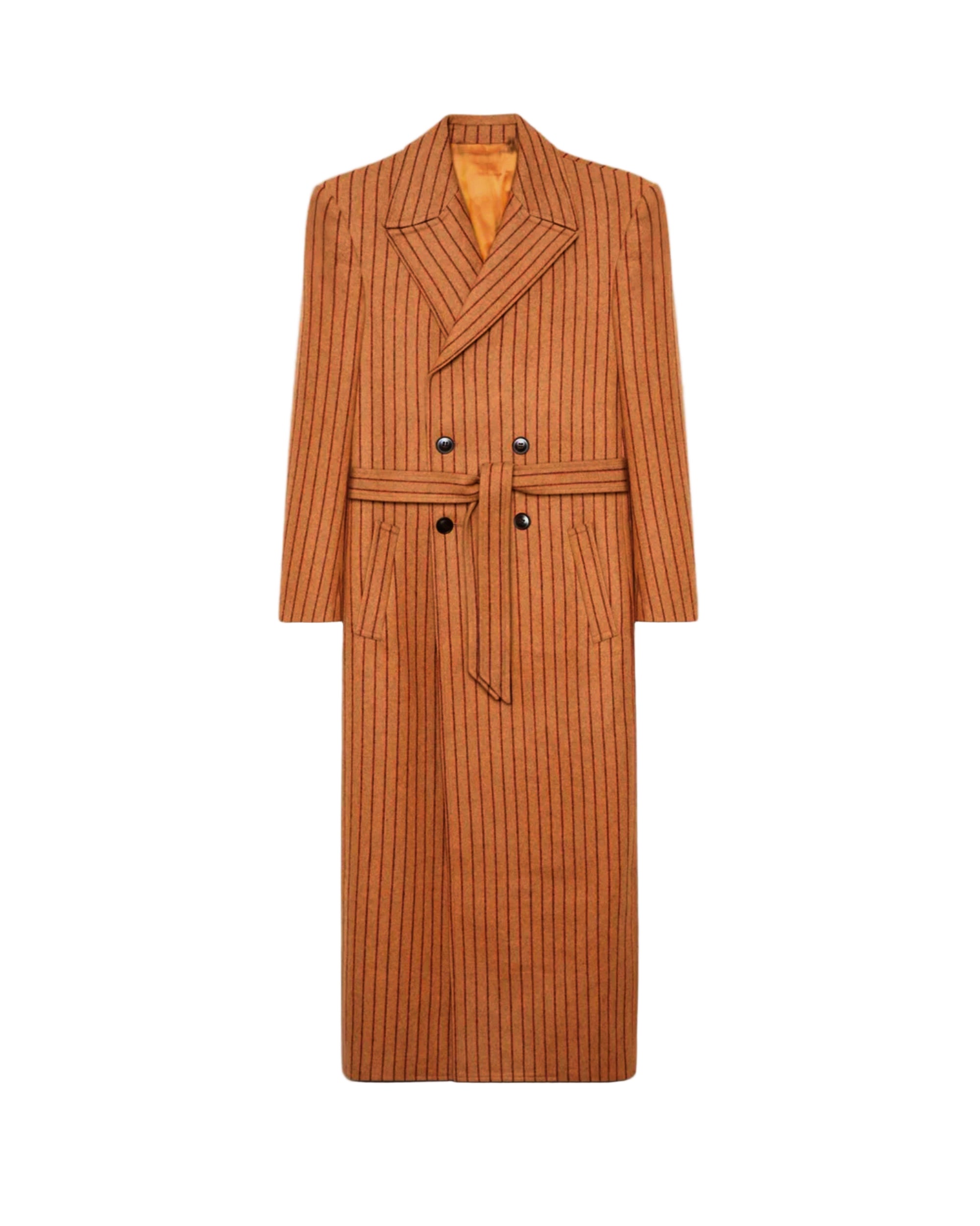 BROWN PINSTRIPE LONG COAT