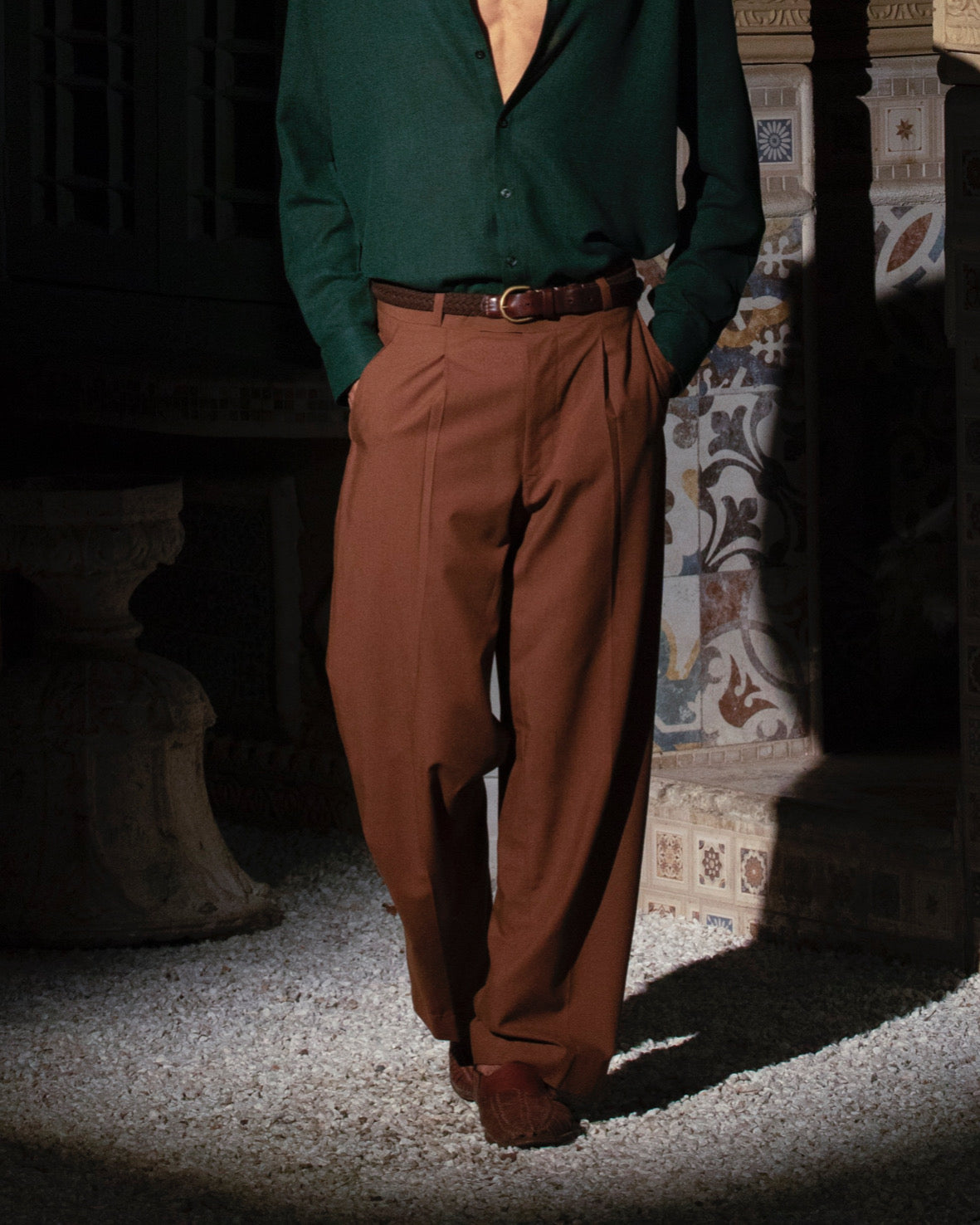 Rust Pleated Trousers