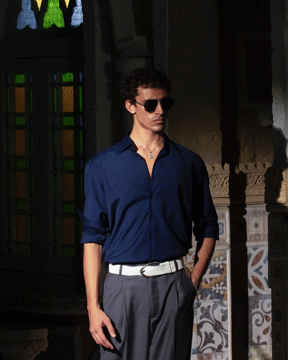 Navy Blue Button-up Shirt
