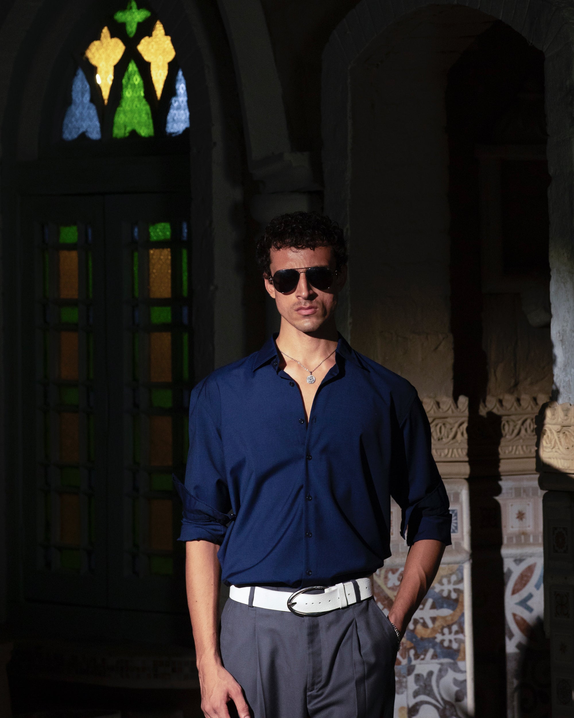 Navy Blue Button-up Shirt