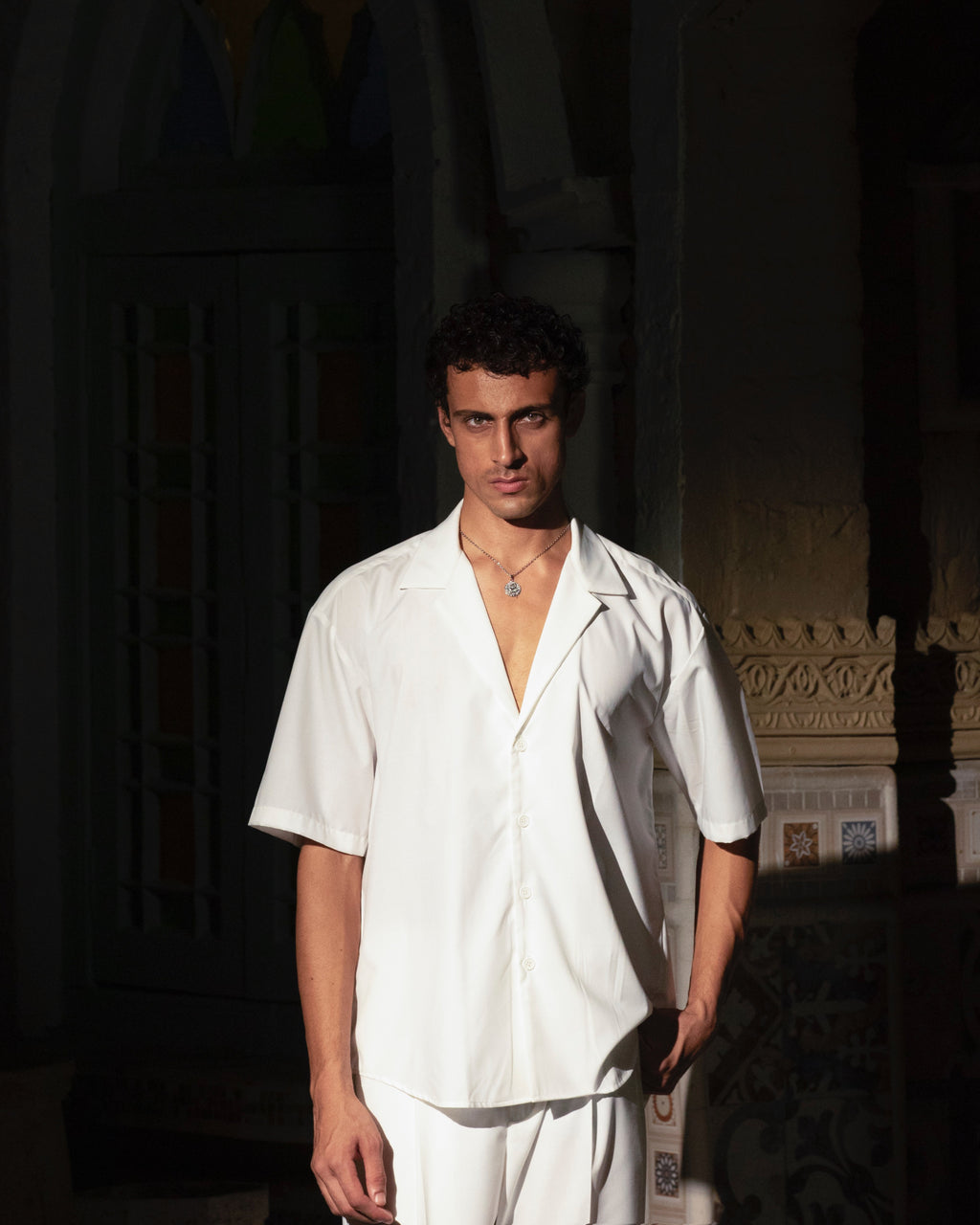 White Cuban Collar Shirt