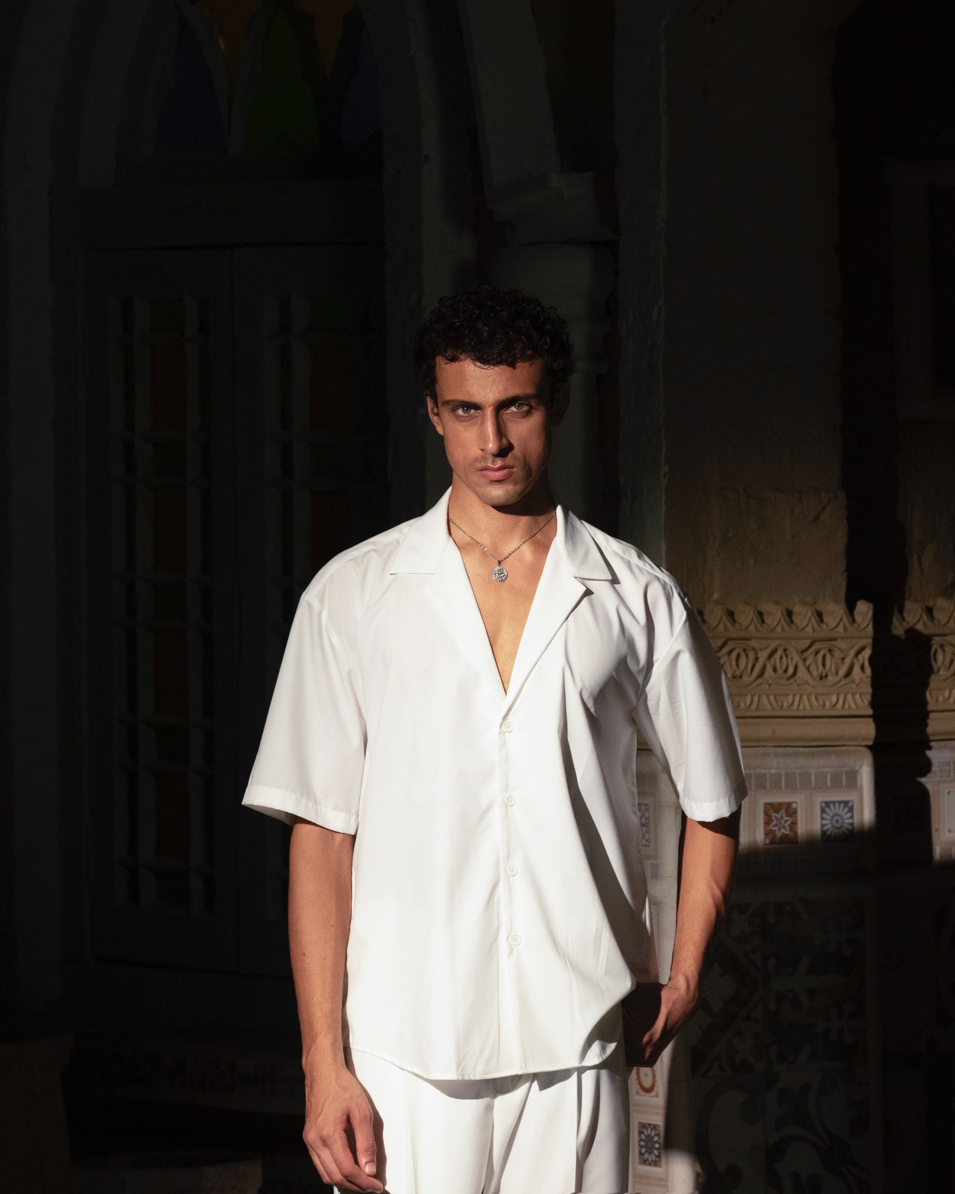 White Cuban Collar Shirt