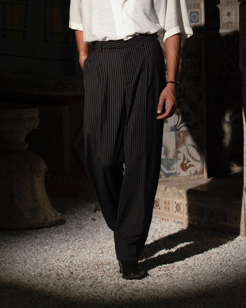 Black Pinstripe Trousers