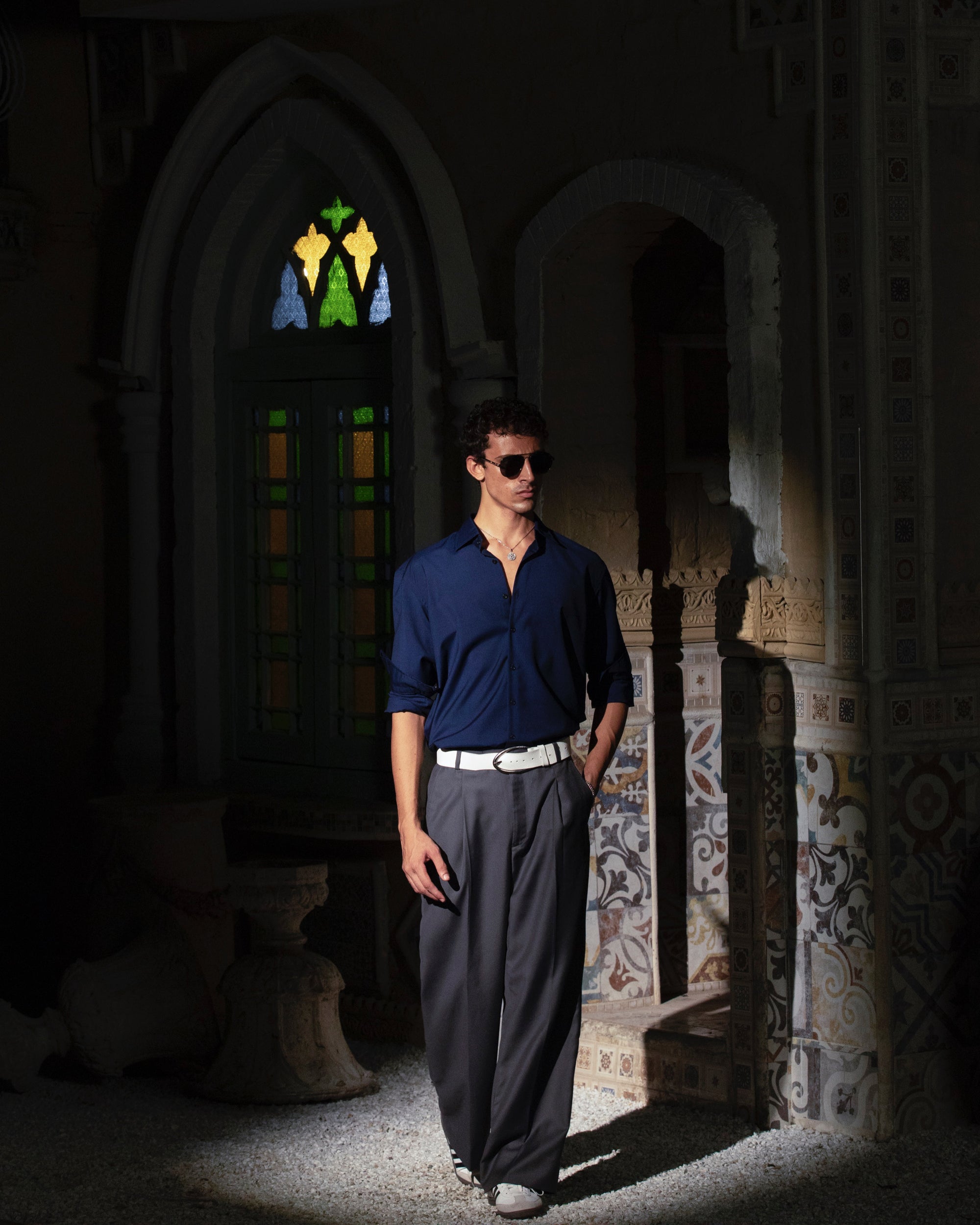 Grey Pleated Trousers
