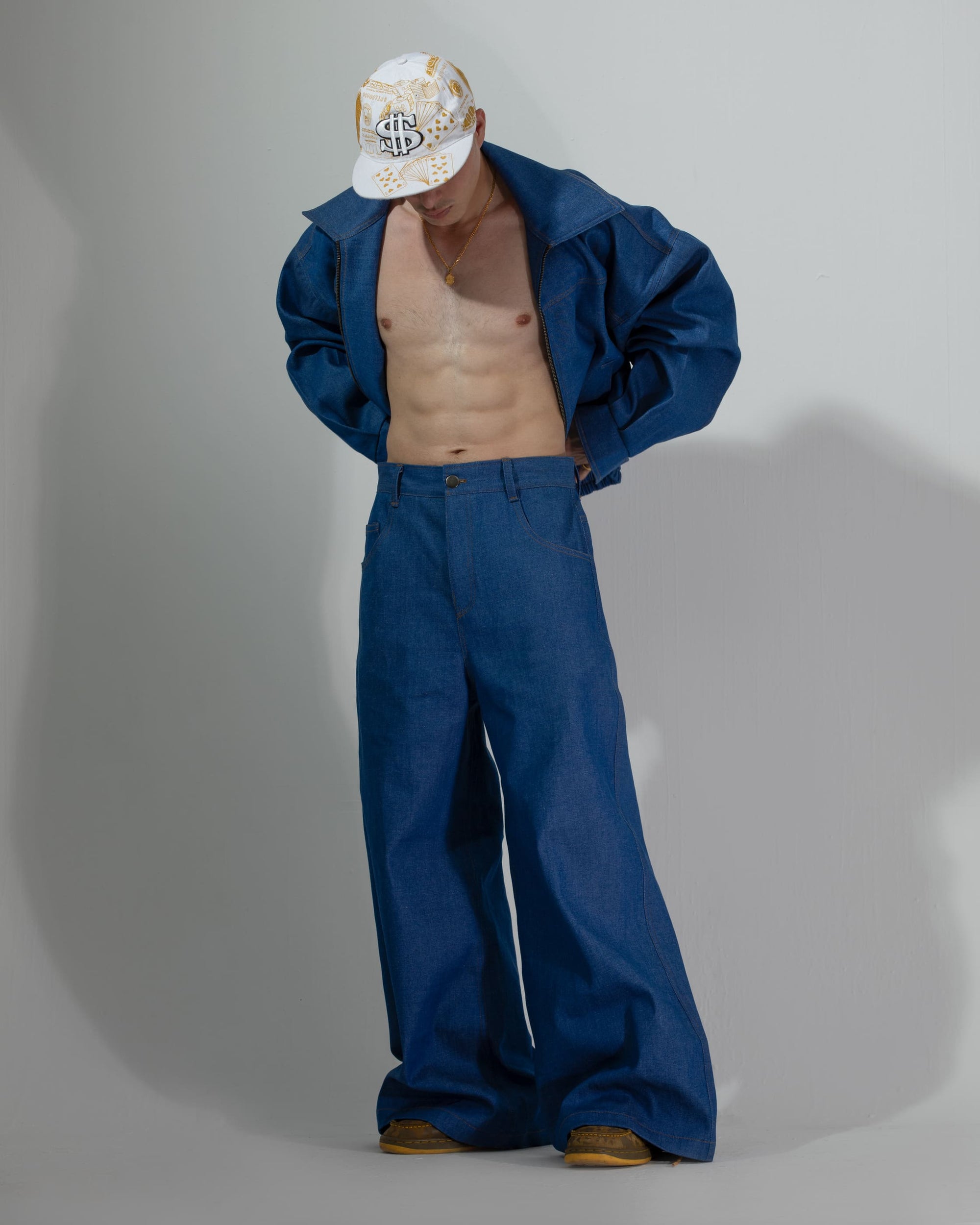 OVERSIZED DENIM WIDE-LEG PANTS